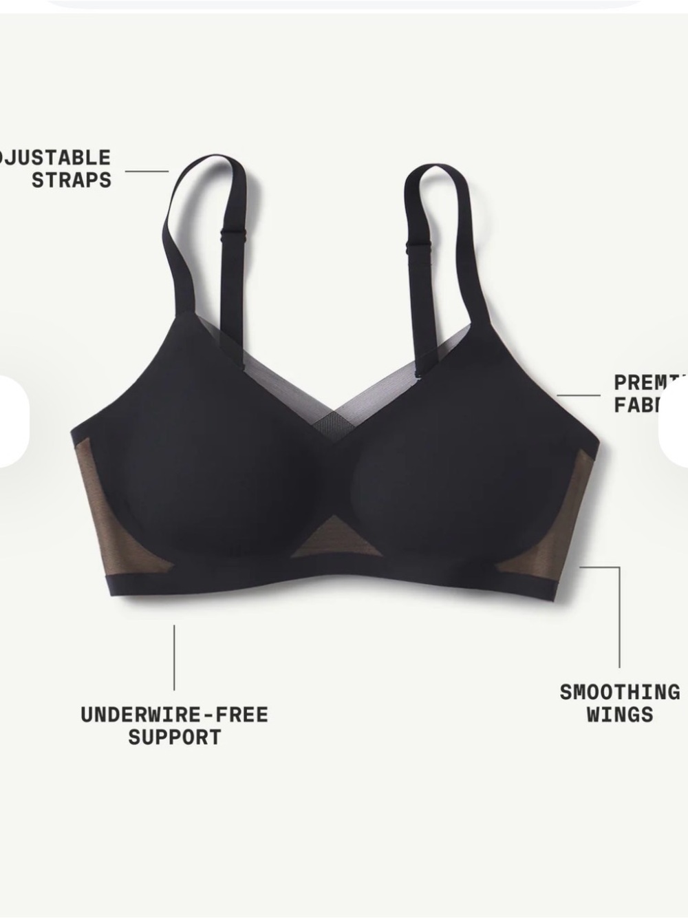 Honeylove Black Seamless Wireless Bra with Sheer V-Trim - Picture 2 of 9